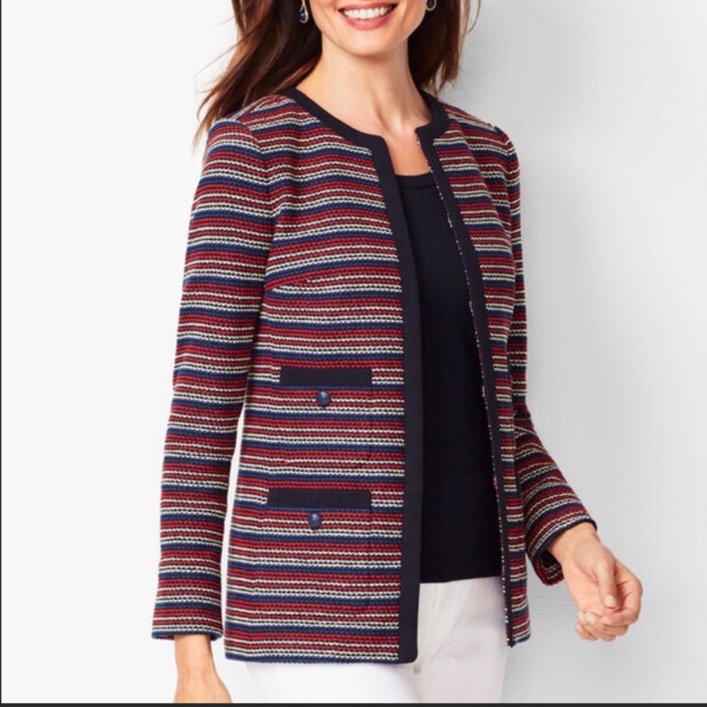 Talbots boucle stripe jacket